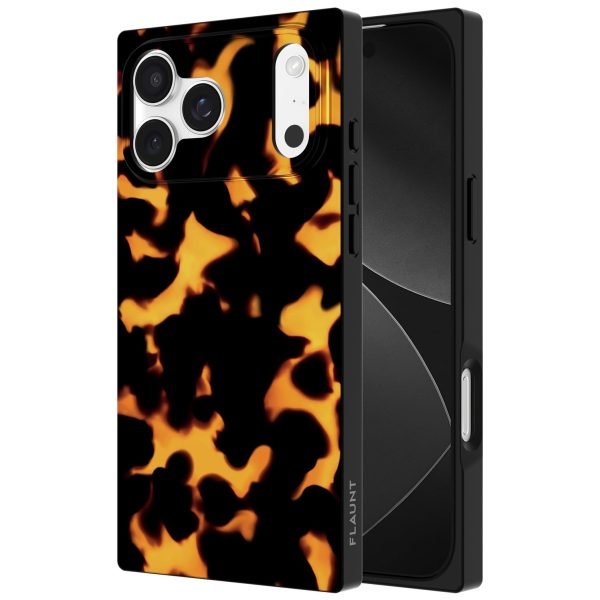 FLAUNT Official Square iPhone 17 Pro Max Case - Tortoise Print