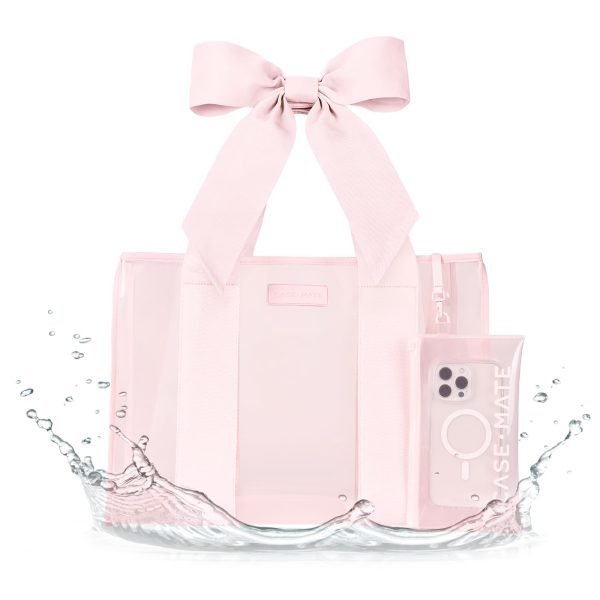 Case-Mate Large Jelly Tote - Tote Bag with Phone Pouch for Women - Pink Bow