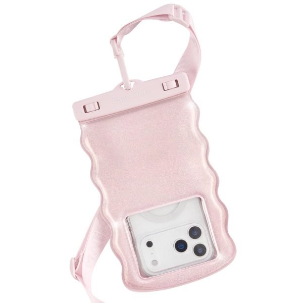 Case-Mate Wavy IP68 Large Waterproof Phone Pouch - Ballet Pink Twinkle