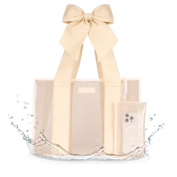 Case-Mate Special Edition Large Bow Jelly Tote - Lightweight - Ecru Raffia